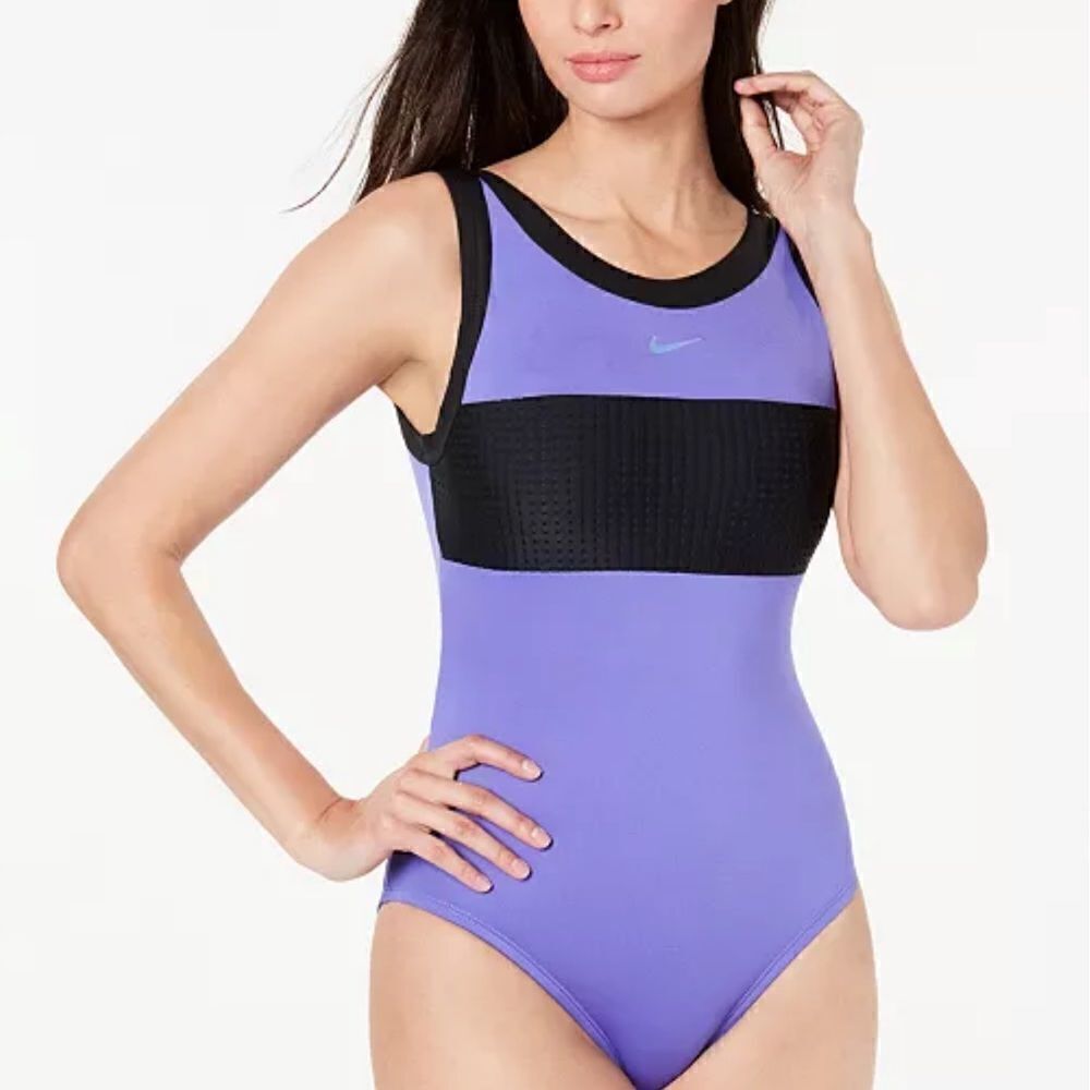 Nike Sport Mesh High-Neck One-Piece Swimsuit